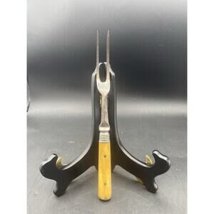 Vintage Bone Handle Meat Serving Fork 2 Prong 10” Long